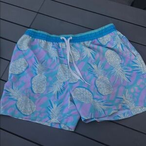 Chubbies Pineapple Print Athletic Shorts - Blue and Pink